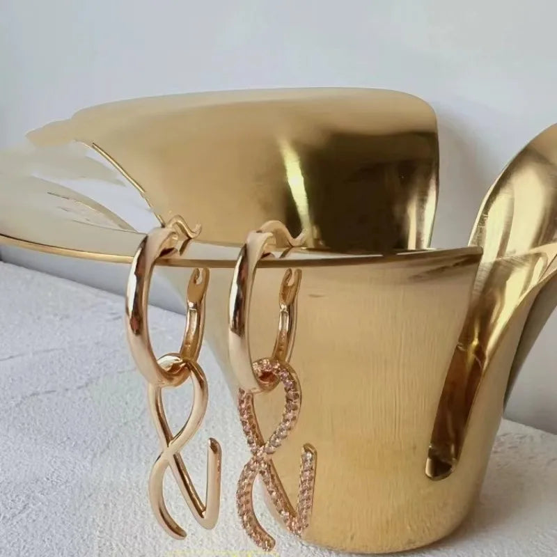 JK Handwritten Gold Earrings