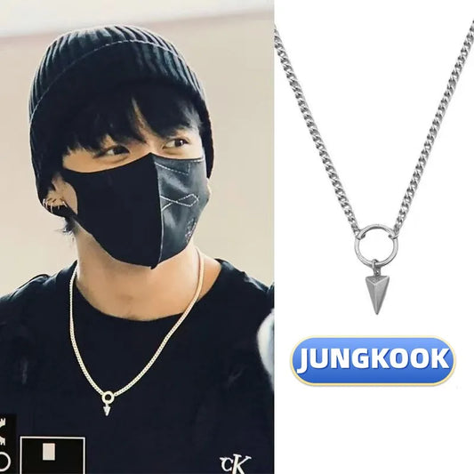 Jungkook Style Geometric Steel Necklace